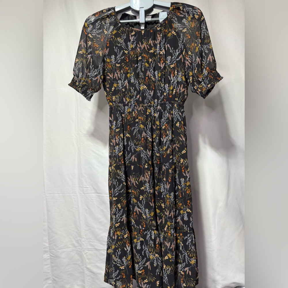 DR2 Black Sheer Floral Maxi Dress